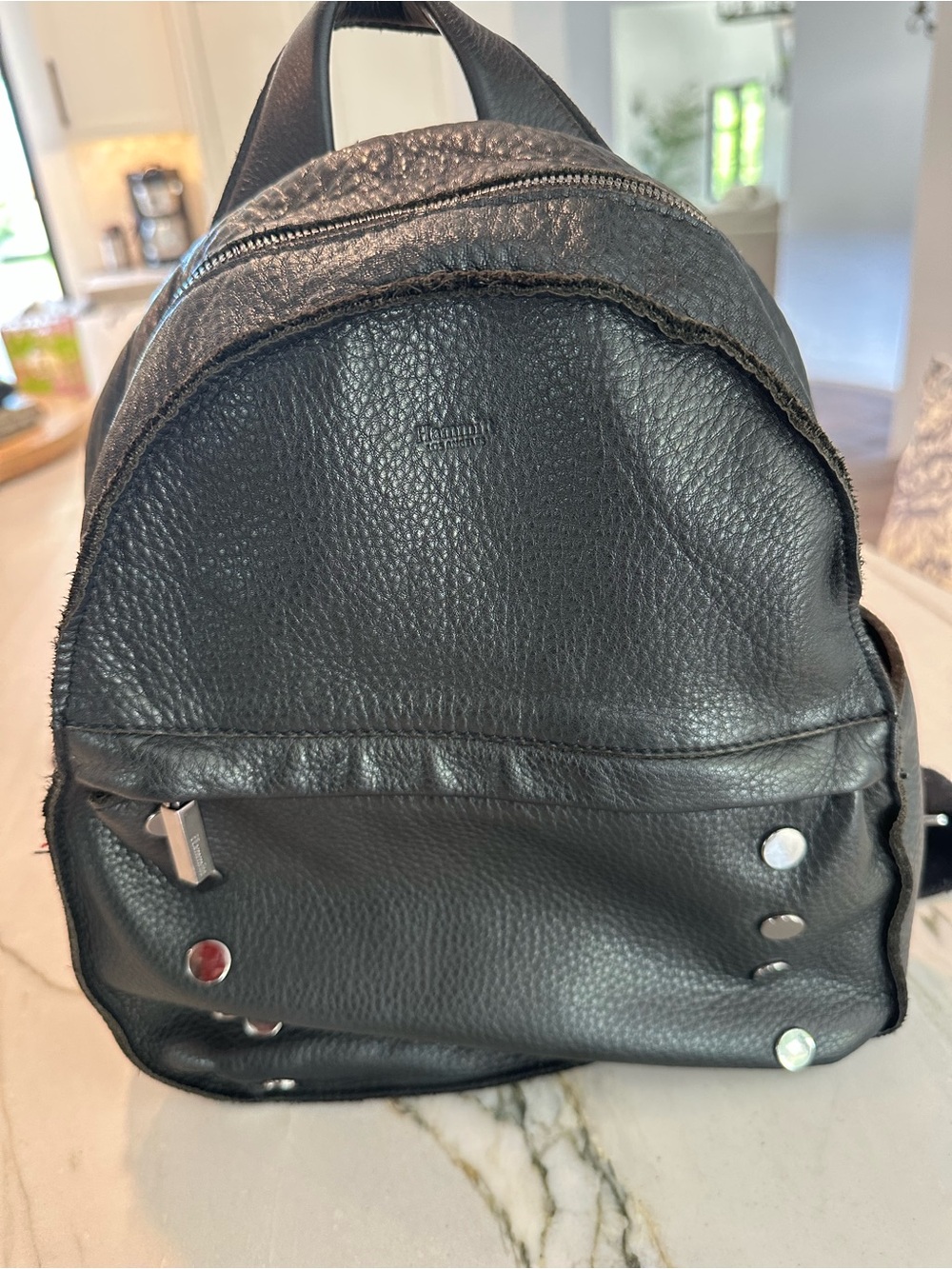 Hammitt Black Pebbled Leather Shane Backpack with Chrome Details - Picture 1 of 5